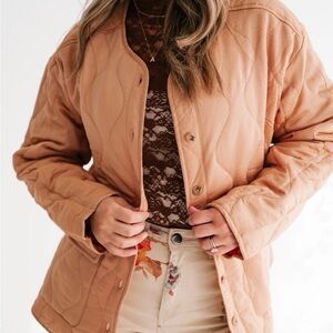 By Together Peach Quilted Utility Jacket
